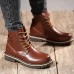 US Size 6.5-12 Big Size Men Winter Cotton Boots Lace Up Leather Plush Boots