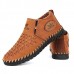 Men Comfy Soft Woven Style Genuine Leather Warm Fur Lining High Top Oxfords Boots