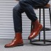 Men Brogue Classic Cowboy Lace Up Mid-calf Boots