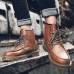 Men Fashion Autumn Lace up Leather Mid-calf Boots