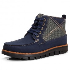 Men Comfortable Hand Stitching Plaid High Top Boots