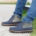 Men Comfortable Hand Stitching Plaid High Top Boots