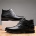 Lace Up Shoes Crocodile Pattern Pointed Toe Leather Short Boots For Men