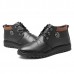 Men Comfortable Warm Fur Lining Ankle Leather Boots