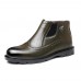 Men Brogue Carved Side Zipper Microfiber Ankle Boots