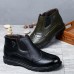 Men Brogue Carved Side Zipper Microfiber Ankle Boots