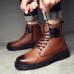 Men Casual Soft Lace Up Leather Ankle Boots