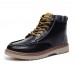 Men Casual Soft Leather Ankle Boots Lace Up Boots Moc Toe Shoes