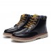 Men Casual Soft Leather Ankle Boots Lace Up Boots Moc Toe Shoes