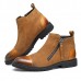 Men Casual Elegant Cap Toe Suede Genuine Leather Side Zipper Boots