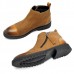 Men Casual Elegant Cap Toe Suede Genuine Leather Side Zipper Boots