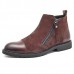 Men Casual Elegant Cap Toe Suede Genuine Leather Side Zipper Boots