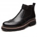 Men Retro Soft Classic Brogue Leather Chelsea Ankle Boots