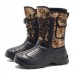 US Size 8-11 Men Shoes Camo Hunting Boots Waterproof Faux Fur Lining Rubber Toe