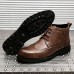 Men Microfiber Brogue Carved Casual Business Ankle Boots