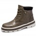 Men Vintage Soft Lace Up Leather Ankle Boots