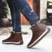 Men Comfy Genuine Leather Slip Resistance Warm Fur Lining Snow Boots