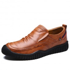 Men Casual Soft Sole Anti Collision Toe Genuine Leather Oxfords Shoes