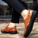 Men Casual Soft Sole Anti Collision Toe Genuine Leather Oxfords Shoes