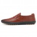 Men Hand Stitching Soft Sole Sole Genuine Leather Slip On Flat Oxfords