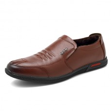 Soft Sole Warm Lining Genuine Leather Business Oxfords Slip On Shoes for Men