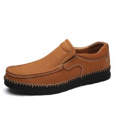 Men Casual Slip On Genuine Leather Moc Toe Oxfords