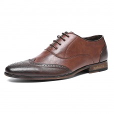 Men Soft Brogue Carved Business Casual Oxfords