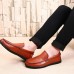 Men Casual Breathable Genuine Leather Slip On Oxfords Moc Toe Shoes