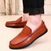 Men Casual Breathable Genuine Leather Slip On Oxfords Moc Toe Shoes