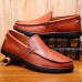 Men Casual Breathable Genuine Leather Slip On Oxfords Moc Toe Shoes