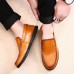 Men Casual Breathable Genuine Leather Slip On Oxfords Moc Toe Shoes