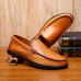 Men Casual Breathable Genuine Leather Slip On Oxfords Moc Toe Shoes