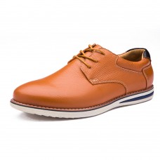 Men Soft Genuine Leather Lace Up Oxfords Shoes