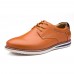 Men Soft Genuine Leather Lace Up Oxfords Shoes