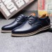 Men Soft Genuine Leather Lace Up Oxfords Shoes