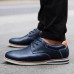 Men Soft Genuine Leather Lace Up Oxfords Shoes