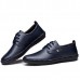 Men Breathable Hollow Out Genuine Leather Casual Oxfords Flats