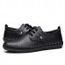 Men Breathable Hollow Out Genuine Leather Casual Oxfords Flats