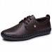 Men Breathable Hollow Out Genuine Leather Casual Oxfords Flats