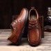 Men Casual Comfy Soft Sole Genuine Leather Lace Up Oxfords Shoes