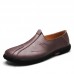 Men Soft Sole Genuine Leather Round Toe Slip On Oxfords