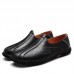 Men Soft Sole Genuine Leather Round Toe Slip On Oxfords