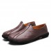 Men Soft Sole Genuine Leather Round Toe Slip On Oxfords