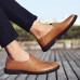 Men Soft Sole Genuine Leather Round Toe Slip On Oxfords