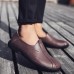 Men Soft Sole Genuine Leather Round Toe Slip On Oxfords