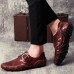 Men Casual Soft Hook Loop Genuine Leather Oxfords