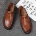 Men Genuine Leather Hand Stitching Casual Business Oxfords