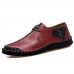 Hand Stitching Splicing Genuine Leather Casual Soft Oxfords