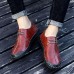 Hand Stitching Splicing Genuine Leather Casual Soft Oxfords