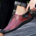 Hand Stitching Splicing Genuine Leather Casual Soft Oxfords